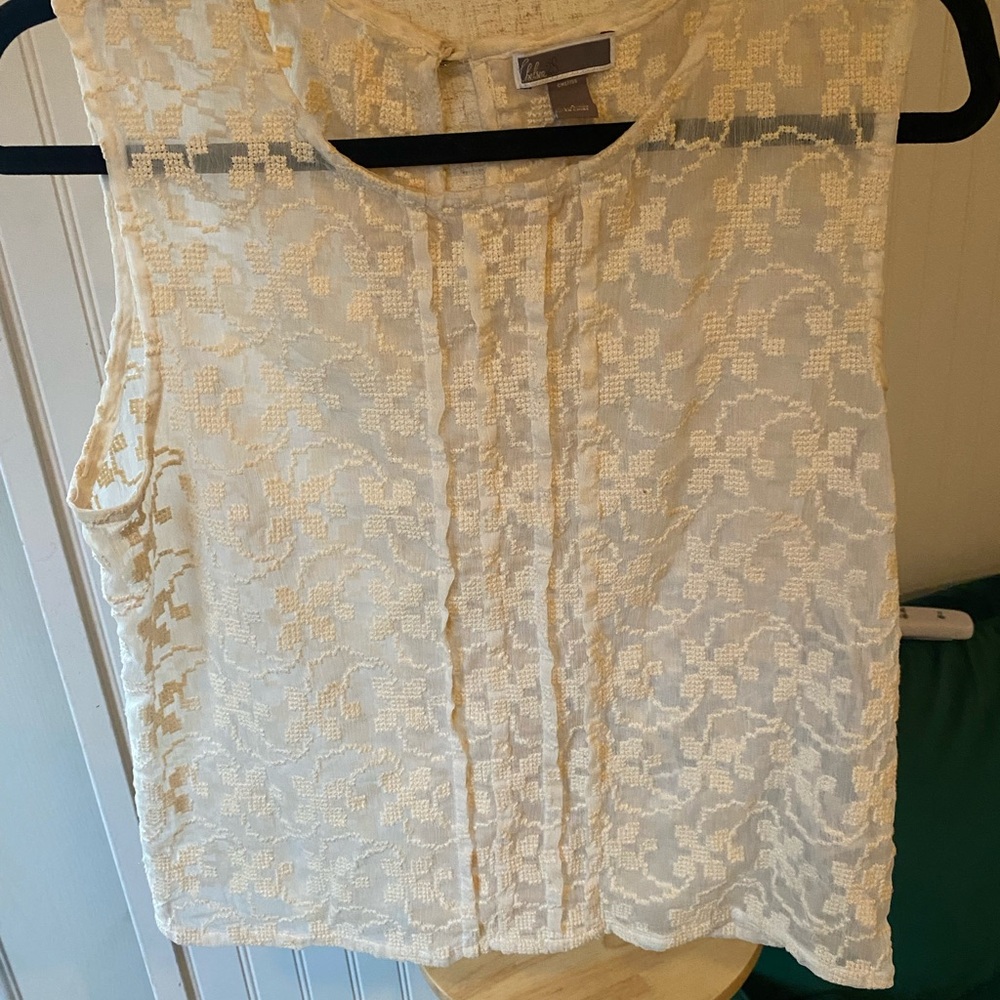 Sheer Cream Lace Sleeveless Top